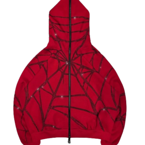 POISON RHINESTONE ZIP HOODIE RED