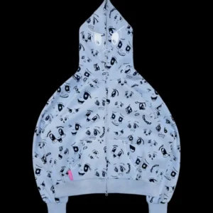 ANIMATED ZIP HOODIE BABY BLUE