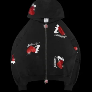 NAMED RHINESTONE ZIP HOODIE BLACK